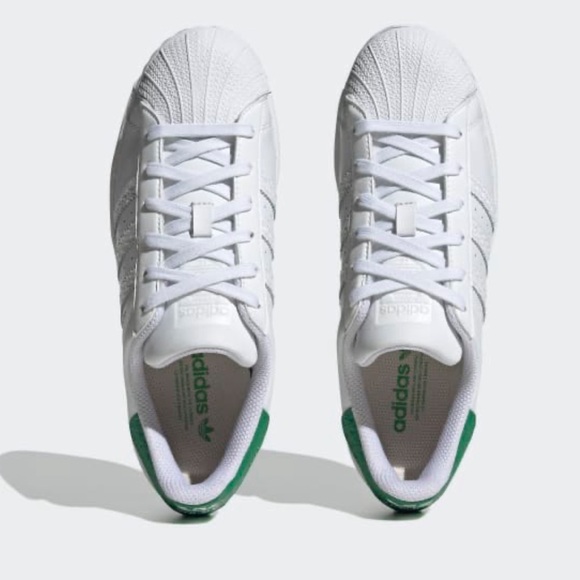 Adidas Superstar Originals Classic Shell-toe Cloud White Green Size 6 - Picture 2 of 15
